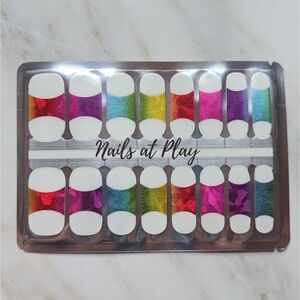 5 for $15 Nail Wraps - Rainbow Reflections Frenchie (transparent)